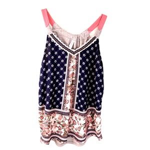 Xhilaration‎ Floral Halter Top  Women's S Lace Trim Cottage Romantic Feminine